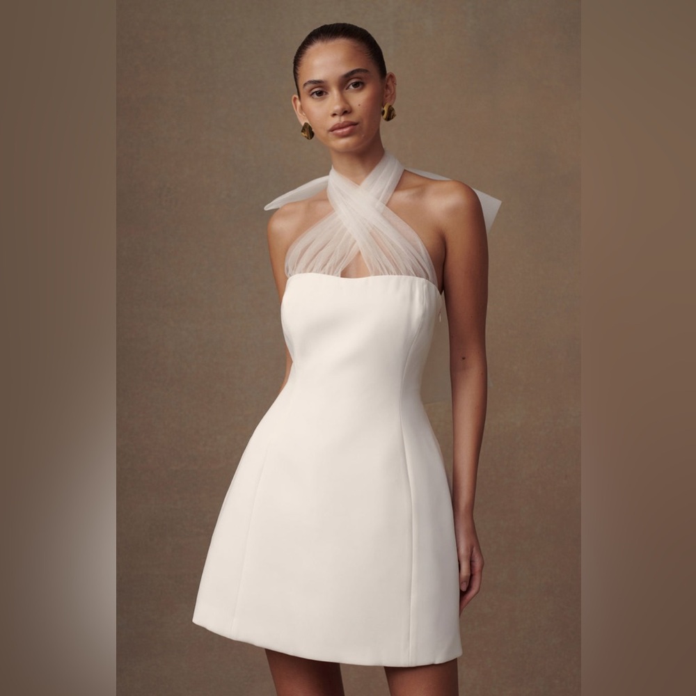Tulle Bow Bridal Mini Dress